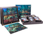 Showcased is the Magic: The Gathering - Lord of the Rings: Tales of Middle-earth Scene Box (Set of 4) by Wizards of the Coast, featuring booster packs, oversized illustrated scene cards, a decorative display box, and an art print with fantasy artwork from Universes Beyond.