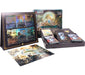 Wizards of the Coast Magic: The Gathering - Lord of the Rings: Tales of Middle-earth Scene Box (Set of 4) display, featuring all four scene boxes with booster packs, exclusive cards, and a collectible art print, arranged on a white background.