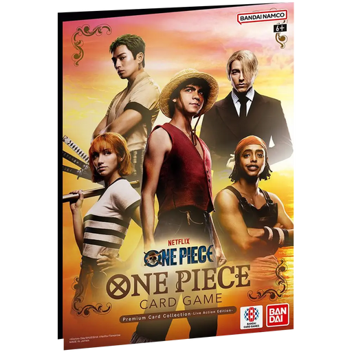 Bandai One Piece Card Game: Premium Card Collection - Live Action Edition featuring the main cast from the Netflix series.