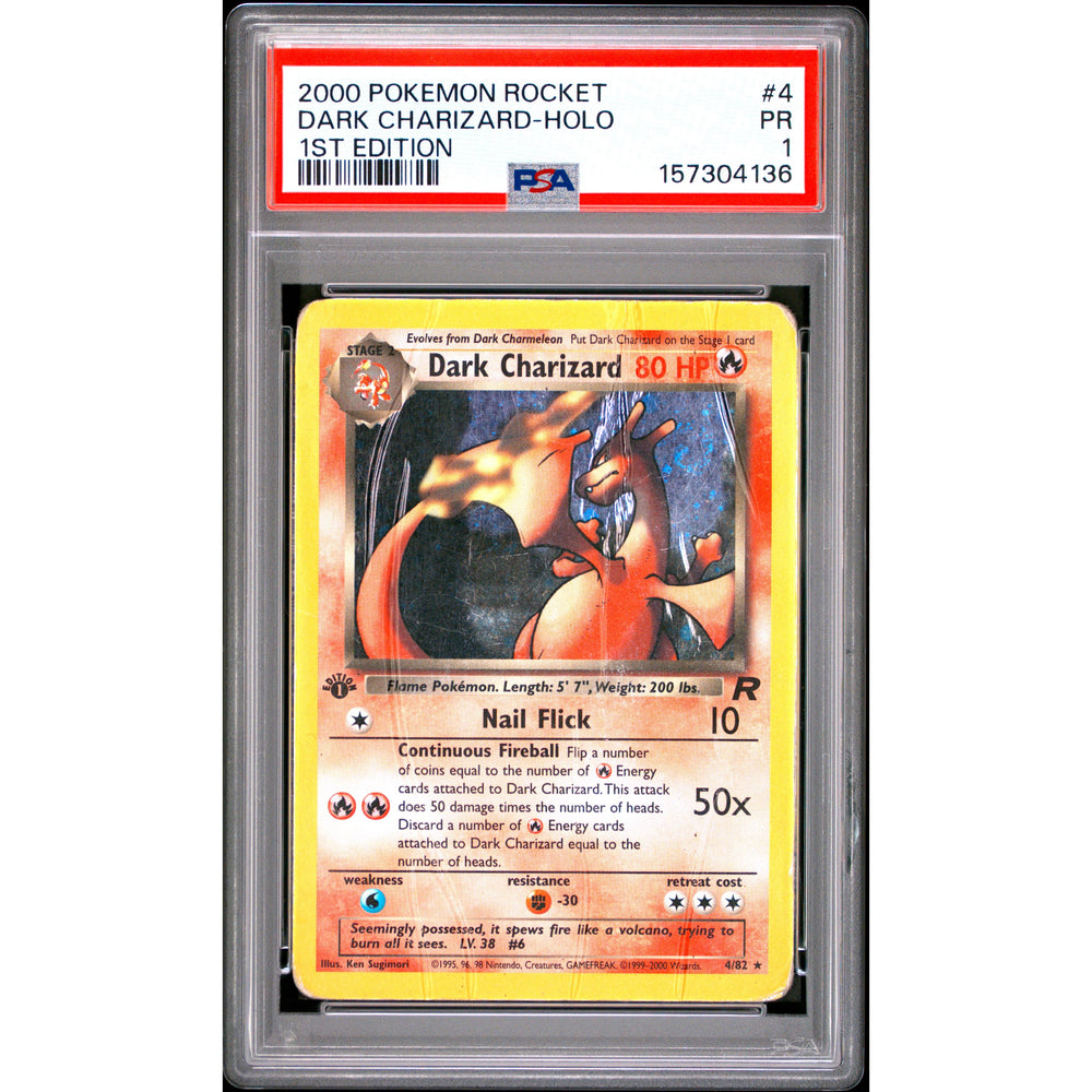 Pokémon TCG: Dark Charizard 1st Edition Holo #4 PSA 1 - Team Rocket
