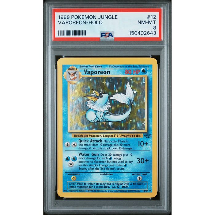 Pokémon TCG: Vaporeon Holo #12 PSA 8-150402643