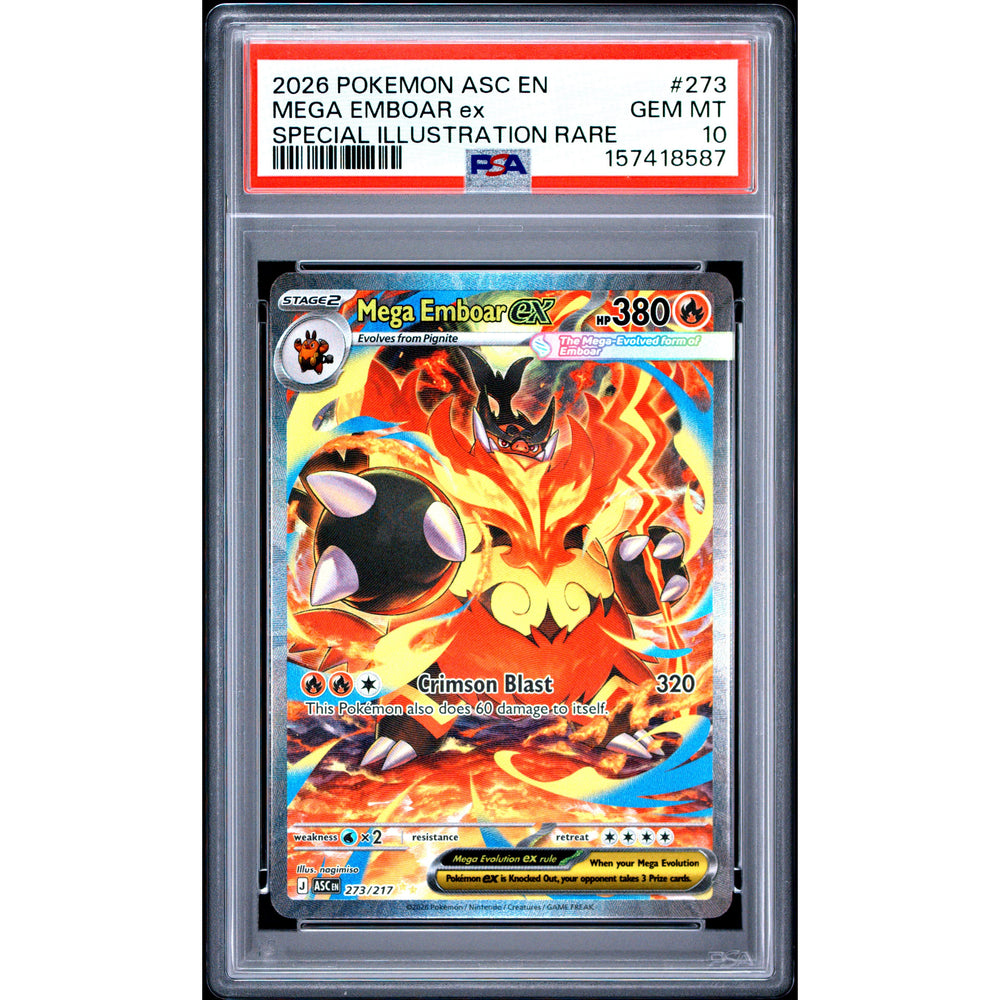 Pokémon TCG: Mega Emboar Ex #273 PSA 10 - Ascended Heroes
