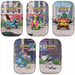 The Pokémon TCG: Lumiose City Mini Tin by The Pokémon Company features Salamence, Meganium, Emboar, Feraligatr, and Gallade on vibrant city backgrounds with the Pokémon Trading Card Game logo at the top.