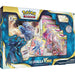 The Pokémon TCG: Origin Forme Dialga VSTAR Premium Collection by The Pokémon Company includes exclusive Origin Forme Dialga promo cards, four booster packs, a jumbo card, a pin, and a VSTAR marker—all presented in specially branded packaging.