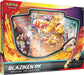 The Pokémon TCG: Blaziken ex Special Collection by The Pokémon Company includes Blaziken ex cards, booster packs, and an oversized Blaziken ex promo card, all featuring fiery artwork and official Pokémon branding.