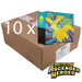 A cardboard shipping box marked 10x holds The Pokémon Company’s Pokémon TCG: Ascended Heroes Elite Trainer Box Case, with the set logo in the lower right, highlighting this exclusive product from The Pokémon Company.