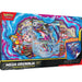 The Pokémon Company’s Pokémon TCG: Mega Greninja ex Premium Collection Box includes booster packs, regular and oversized Greninja ex cards, a pin, and a sticker—displayed in vibrant packaging.
