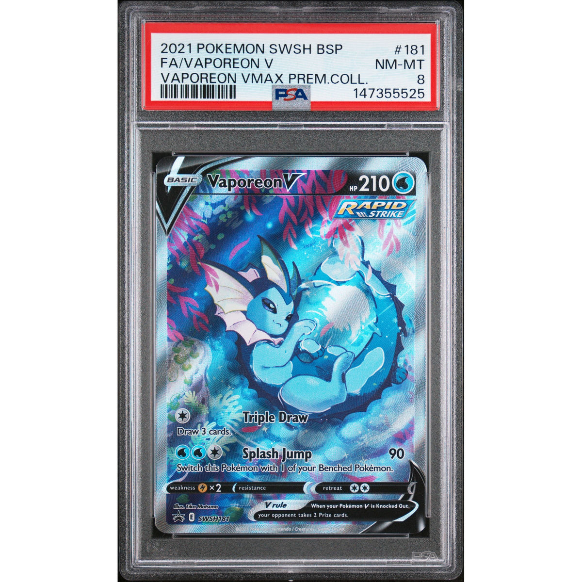 Pokémon TCG: Vaporeon V #181 PSA 8-147355525