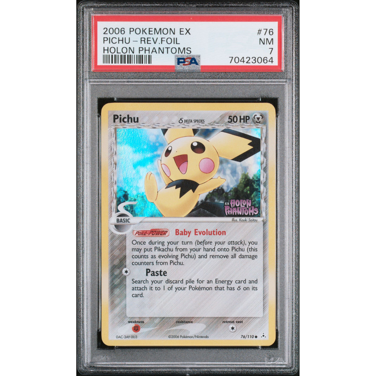 Pokémon TCG: Pichu Reverse Holo #76 PSA 7-70423064