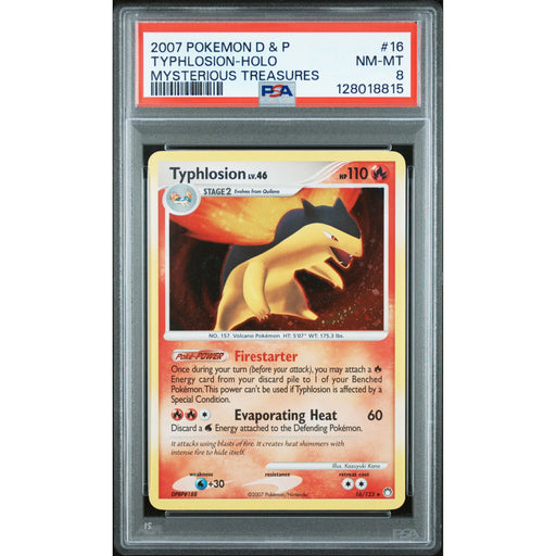 Pokémon TCG: Typhlosion #16 PSA 8 Holo - Mysterious Treasures