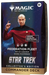 Experience the Magic: The Gathering – Star Trek Collector’s Edition Commander Decks by Wizards of the Coast. This deck box showcases a character in a red uniform against a starry space backdrop, with text highlighting Federation Fleet and Includes 100 Surge Foil Cards—perfect for any Star Trek collector or Commander fan!.