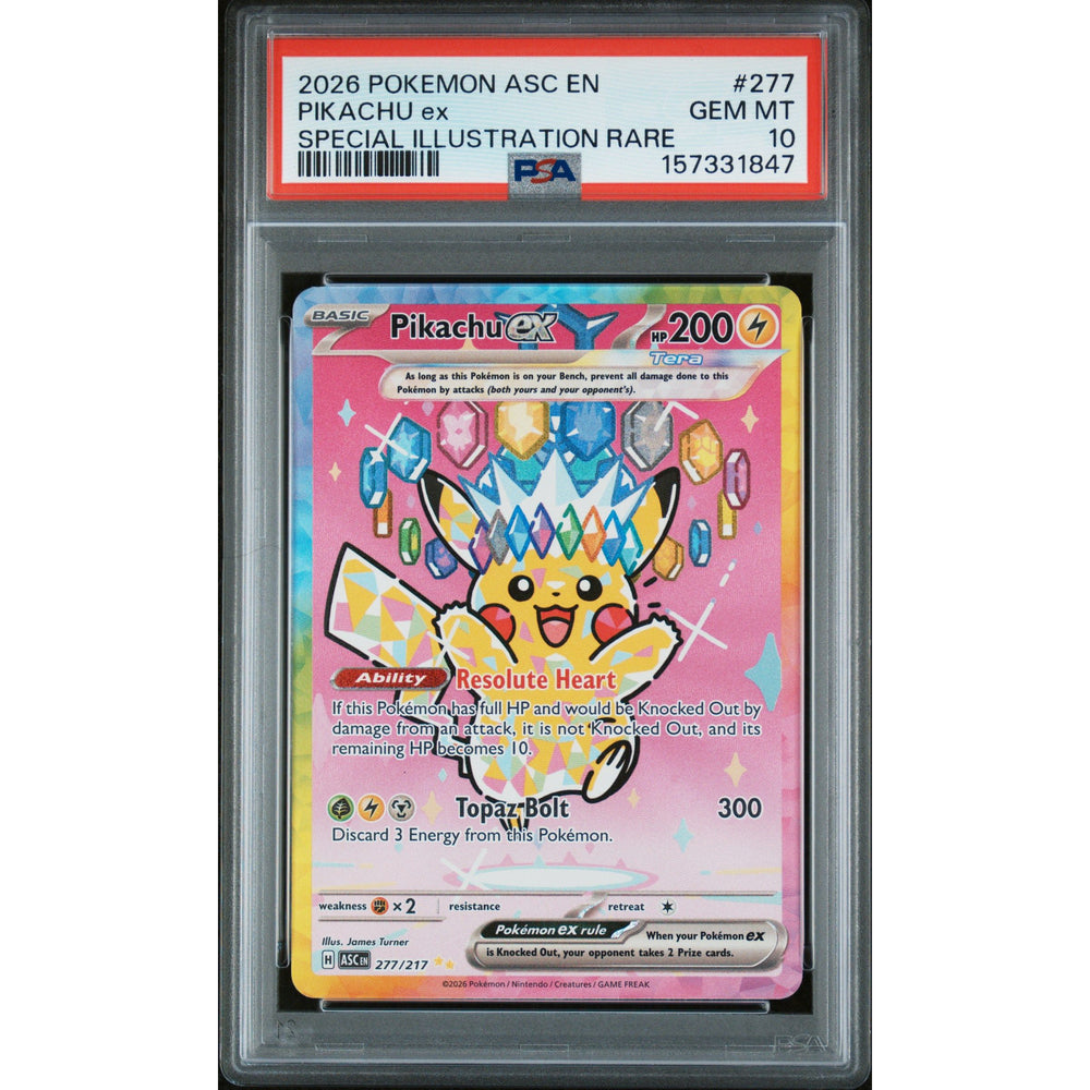 Pokémon TCG: Pikachu Ex #277 PSA 10 - Ascended Heroes
