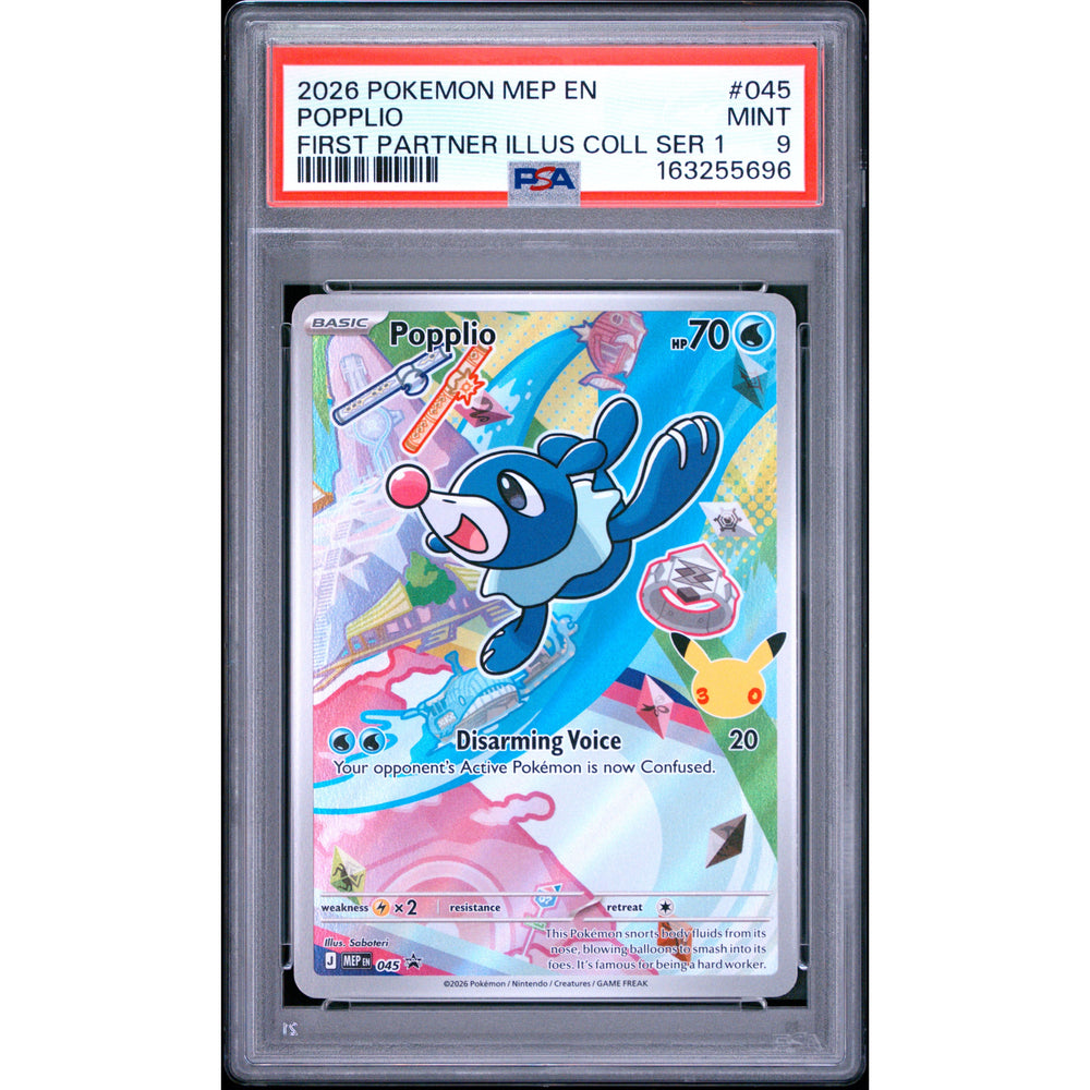 Pokémon TCG: Popplio #045 PSA 9 - Mega Evolution Black Star promos
