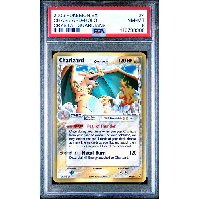 Pokémon TCG: Charizard 4 PSA 8 Holo - Crystal Guardians