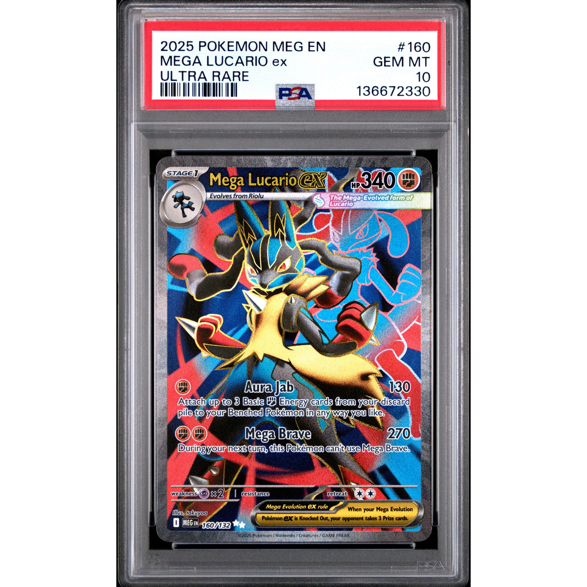 Pokémon TCG: Mega Lucario Ex #160 PSA 10-136672330
