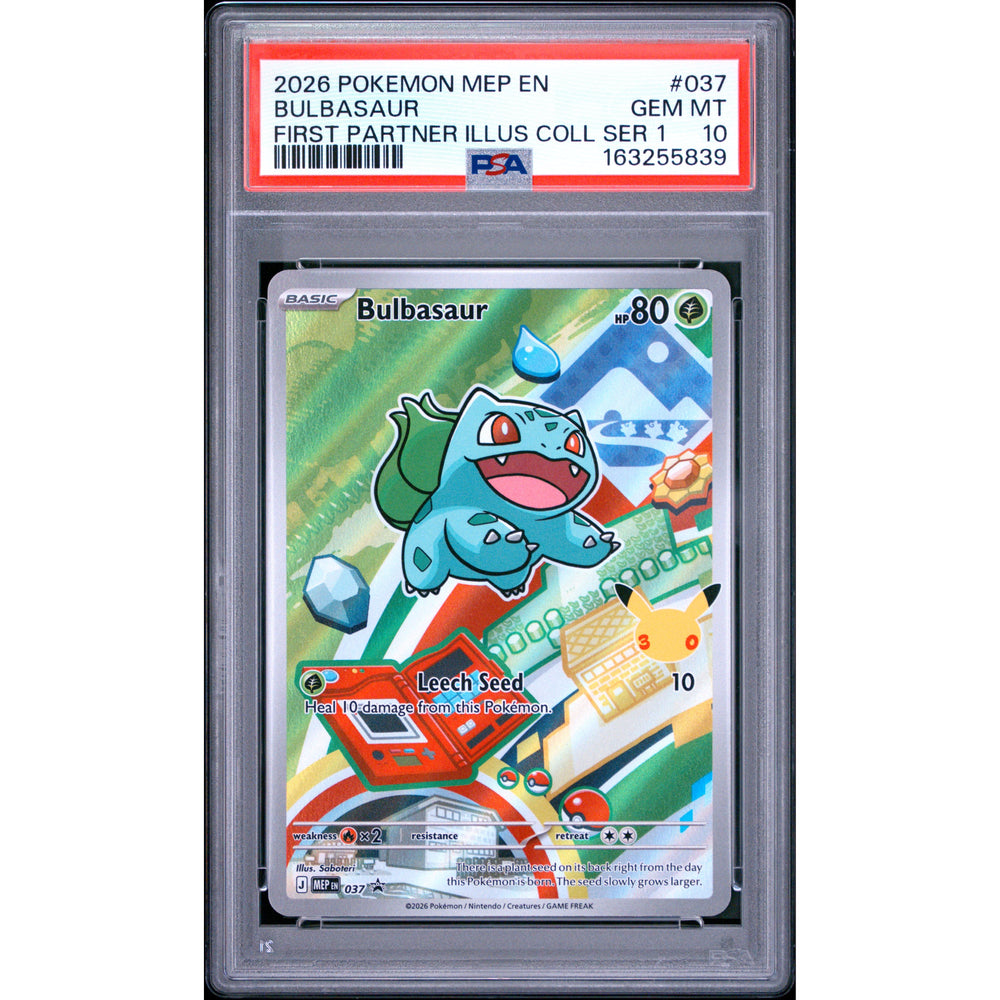 Pokémon TCG: Bulbasaur #037 PSA 10 - Mega Evolution Black Star Promo