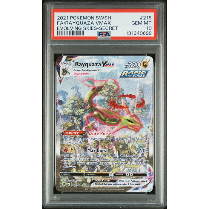 Pokémon TCG: Rayquaza Vmax #218 PSA 10 - Evolving Skies-131340699