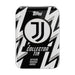 The Topps Collector Tin 2025/26 Juventus features a black and white zigzag design, the Topps logo at the top, a large Juventus logo in the center, and "Collector Tin Official Trading Cards" text at the bottom.