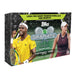 2026 Topps Graphite Hobby Box tennis trading card box from Topps, featuring images of two tennis players with racquets and showcasing promotional text highlighting parallels, inserts, and autographed cards.