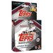 The Topps NFL Flagship Football 2026 Hanger Box features an illustrated football player in a black and white uniform on the front, along with NFL and NFLPA logos, and advertises autograph and relic cards.