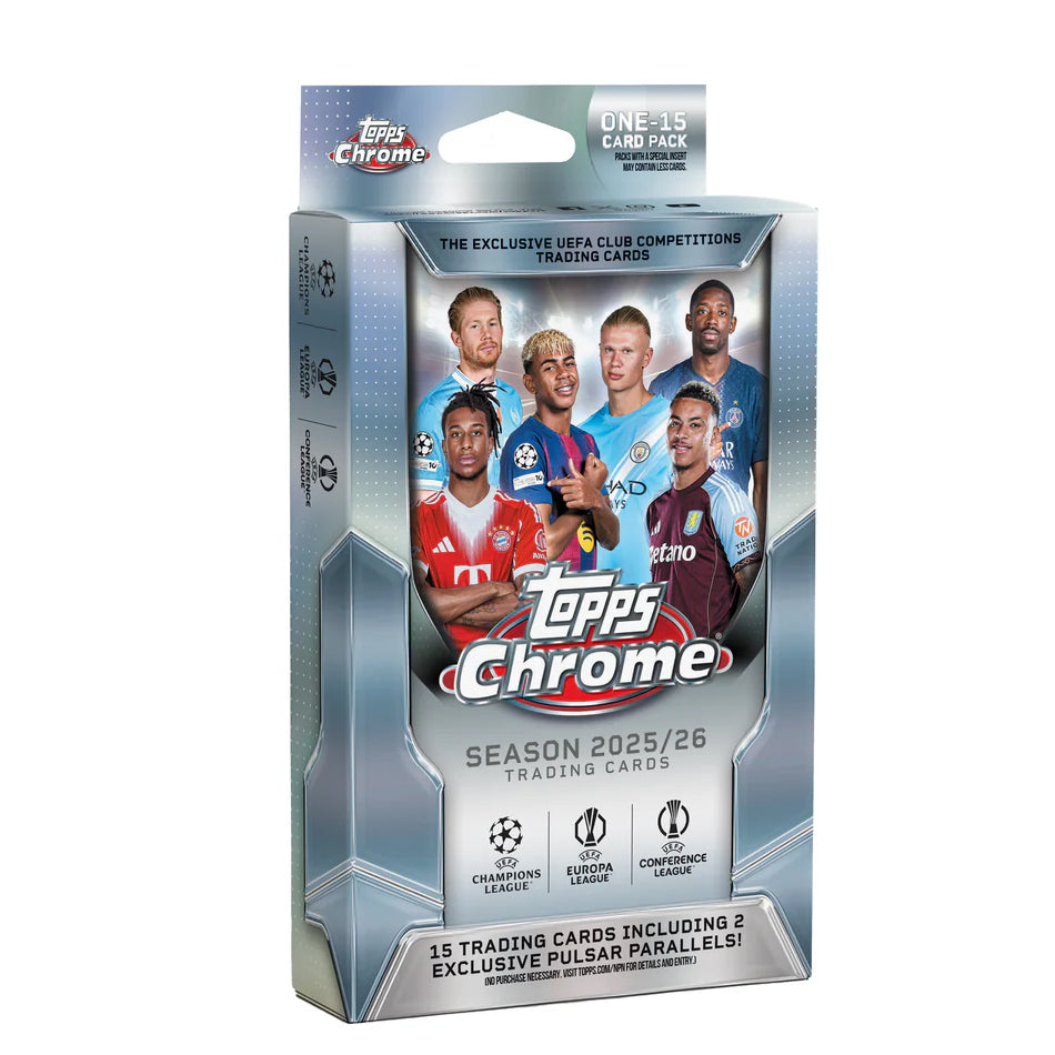 Topps Chrome Uefa klubbturneringar 2025/26 hanger box