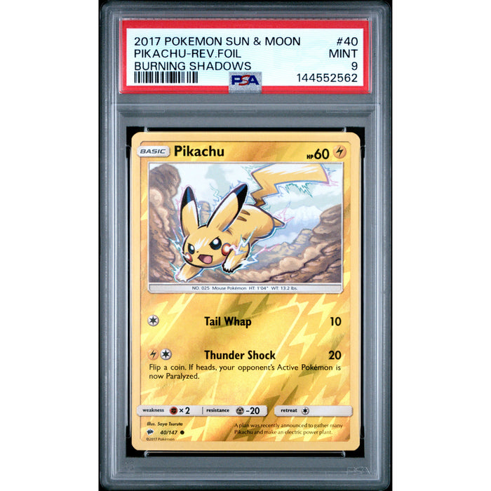 Pokémon TCG: Pikachu #40 PSA 9 Reverse Holo - Burning Shadows-144552562
