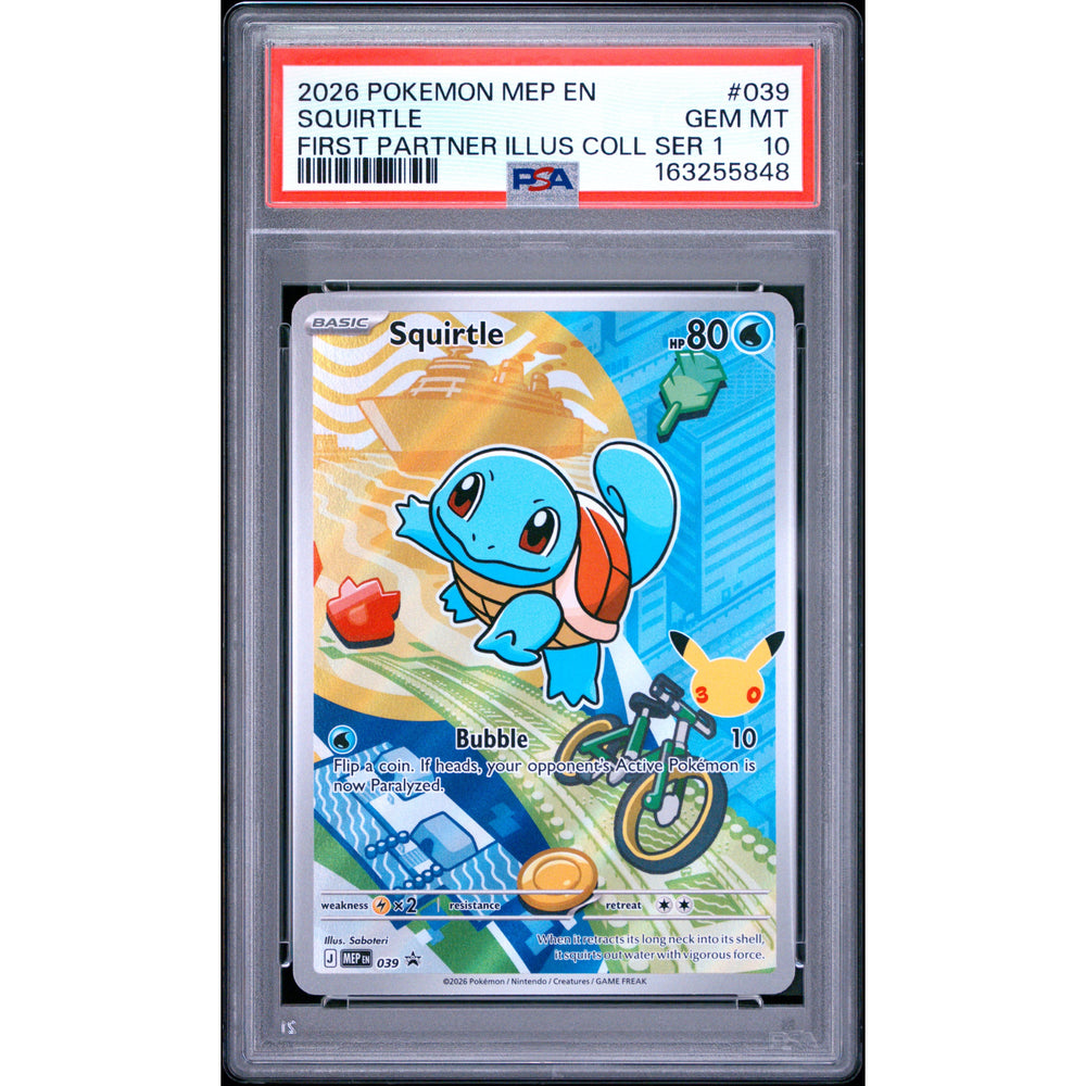 Pokémon TCG: Squirtle #039 PSA 10 - Mega Evolution Black Star Promo