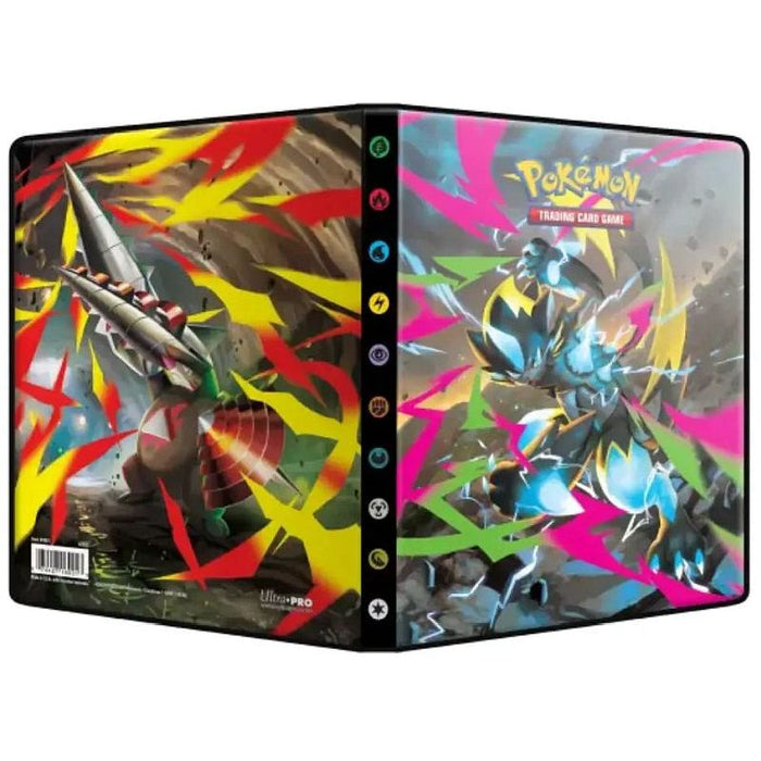 Showcasing striking art of Giratina and Lucario with vibrant, jagged streaks and Pokémon type symbols along the spine, the Ultra Pro: Pitch Black 4-Pocket Mappe by The Pokémon Company is inspired by Mega Evolution’s Pitch Black theme—delivering bold style and top-tier protection for any dedicated collector’s Pokémon TCG cards.