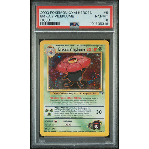 Pokémon TCG: Erika's Vileplume 5 PSA 8 - Gym Heroes