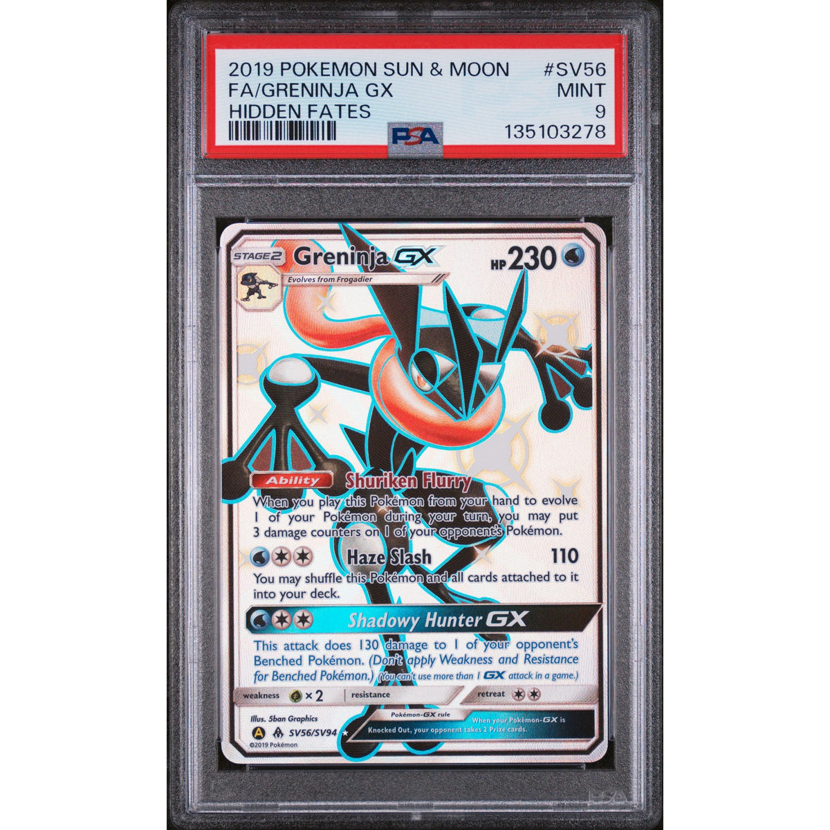 Pokémon TCG: Greninja Gx #SV56 PSA 9-135103278