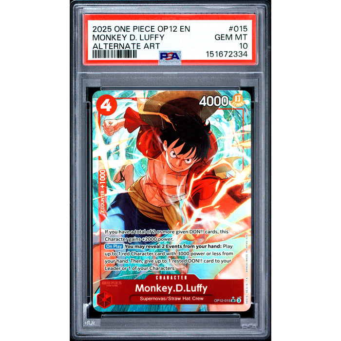 One Piece TCG: Monkey D. Luffy #015 PSA 10-151672334
