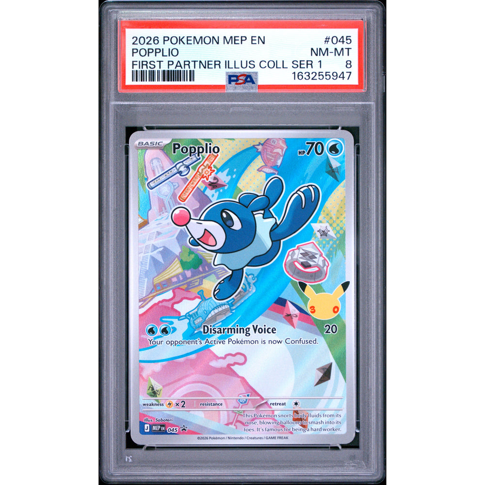 Pokémon TCG: Popplio #045 PSA 8 - Mega Evolution Black Star Promos