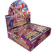 A Konami Yu-Gi-Oh!: Phantom Revenge Booster Display, showcasing vibrant and dynamic artwork, contains several sealed booster packs inside the display box.