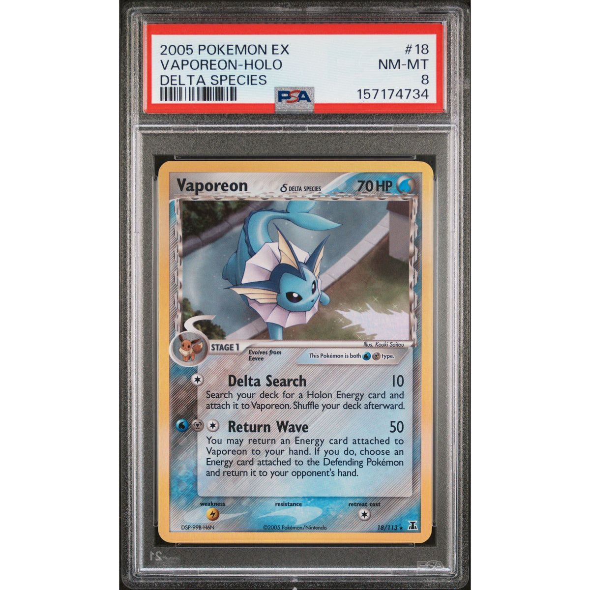 Pokémon TCG: Vaporeon Holo #18 PSA 8-157174734