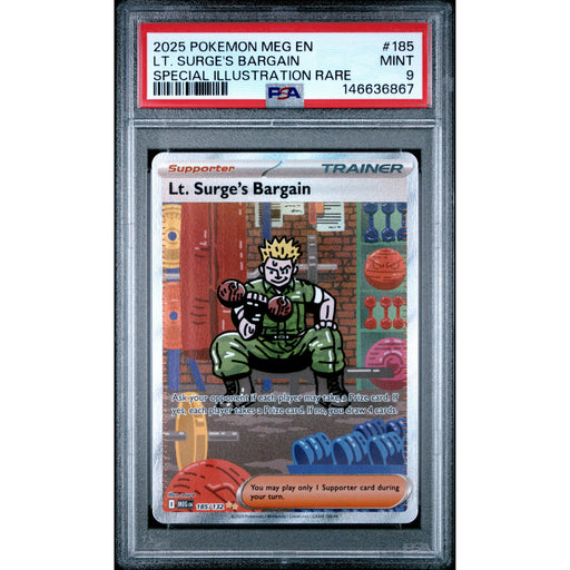 Pokémon TCG: Lt. Surge's Bargain #185 PSA 9 - Mega Evolution-146636867
