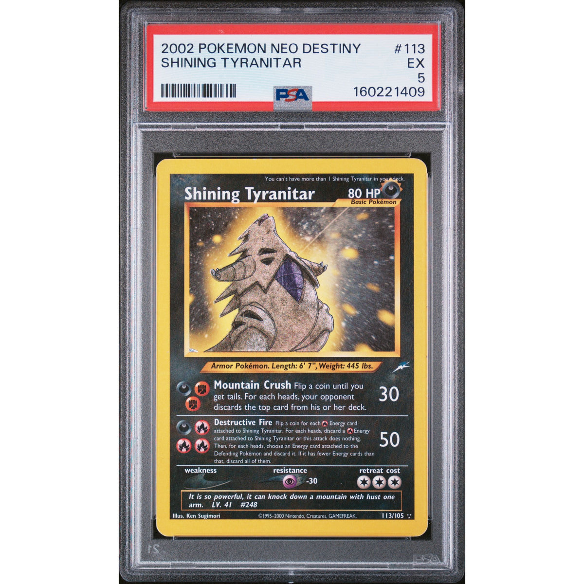 Pokémon TCG: Shining Tyranitar #113 PSA 5-160221409