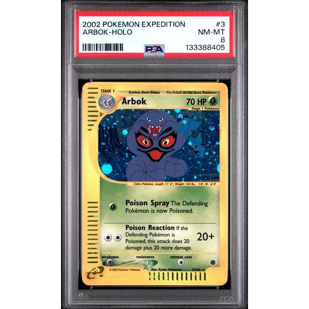 Pokémon TCG: Arbok Holo #3 PSA 8 - Expedition Base Set