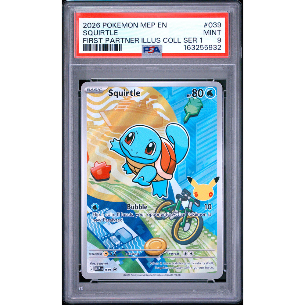 Pokémon TCG: Squirtle #039 PSA 9 - Mega Evolution Black Star Promo